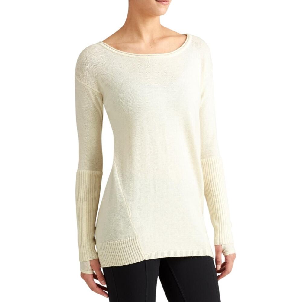 Athleta Womens Sweater Beige Ivory Nopa 100% Merino Wool Boat Neck Stretch XXS